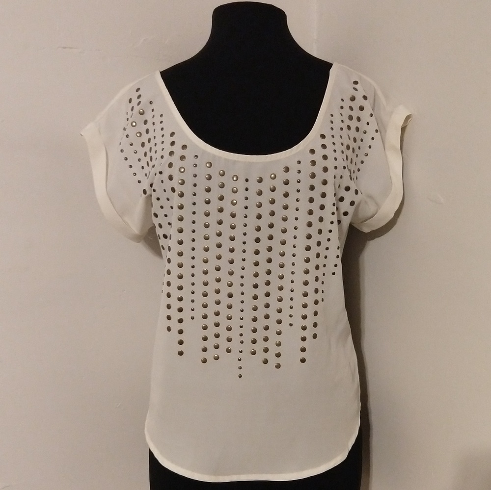 Rhinestoned Ivory blouse nwot